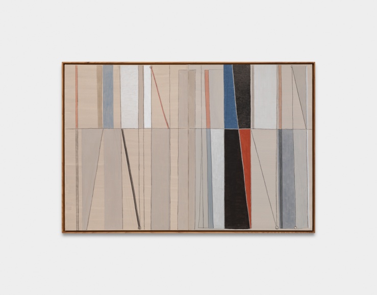 Kuarup, 2017, acrilica, carvo e kaolin sobre tela, 130 x 195 cm 